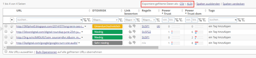 Exportierungsmöglichkeiten