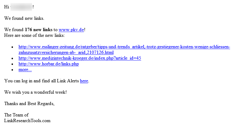 Link Alerts® (LA)