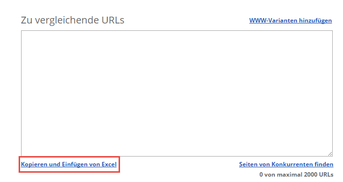 Backlinks Upload oder Einfügen über Excel